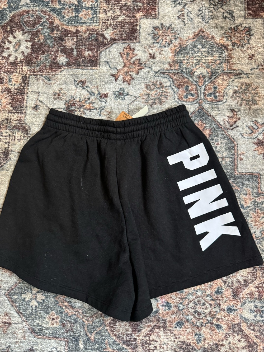 PINK Victoria's Secret Black Athletic Shorts with White Logo